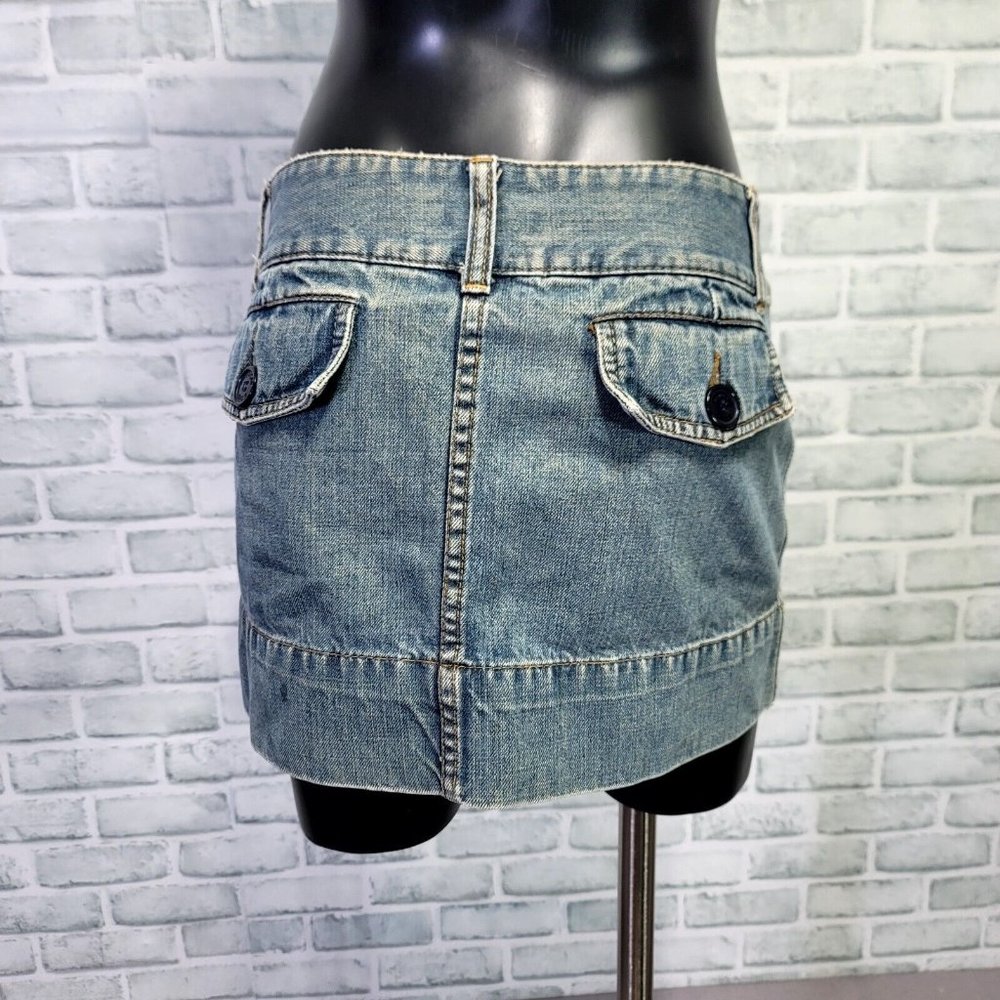 Vintage 90s Y2K American Eagle Outfitters 6 Distressed‎ Denim Micro Mini Skirt - Picture 4 of 5